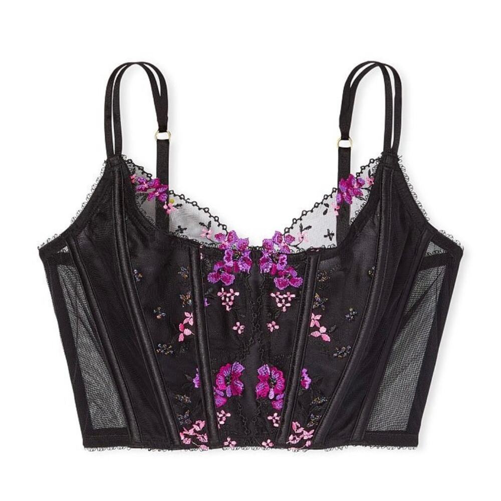 NWT Victoria's Secret Very Sexy Floral Embroidery Corset Top M - Picture 3 of 6